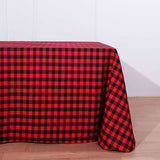 Buffalo Plaid Tablecloth | 90x156 Rectangular | Black/Red | Checkered Polyester Linen Tablecloth