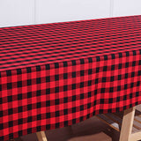 60"x126" Black Red Buffalo Plaid Rectangle Tablecloth, Checkered Polyester Tablecloth