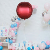 2 Pack | 18inch 4D Burgundy Sphere Mylar Foil Helium or Air Balloons