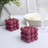 2 Pack | 2inch Burgundy Flameless Flickering LED Bubble Candles