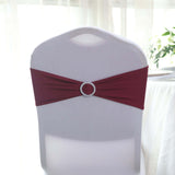 5 pack | 5"x14" Burgundy Spandex Stretch Chair Sash with Silver Diamond Ring Slide Buckle