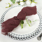 5 Pack | Burgundy Gauze Cheesecloth Boho Dinner Napkins | 24x19Inch