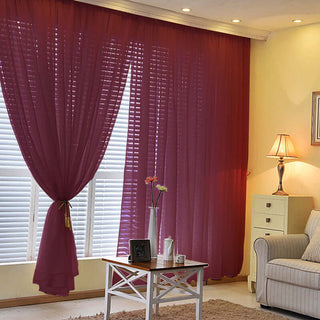 Burgundy Flame Resistant Sheer Curtain Panels - Elegant and Stylish