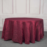 120inch Burgundy Accordion Crinkle Taffeta Round Tablecloth