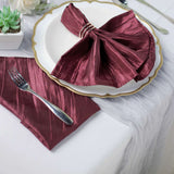 5 Pack | Burgundy Accordion Crinkle Taffeta Dinner Napkins | 20x20Inch