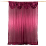 10ftx10ft Burgundy Double Drape Pleated Satin Event Curtain Drapes, Glossy Photo Backdrop Event