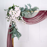 18ft | Burgundy Wedding Arch Drapery Fabric Window Scarf Valance, Sheer Organza Linen