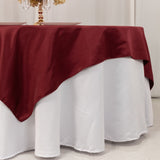 72"72inch Burgundy Lamour Satin Table Overlay, Square Tablecloth Topper