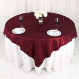 72x72Inch Burgundy Accordion Crinkle Taffeta Table Overlay, Square Tablecloth Topper