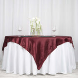 72" x 72" Burgundy Satin Square Tablecloth Overlay