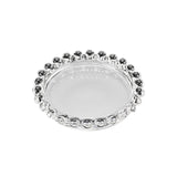 6 Pack Clear Glass Pillar Candle Holder Trays with Beaded Rims, Transparent Small Round#whtbkgd