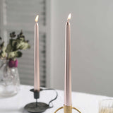 12 Pack | Metallic Rose Gold 10inches Premium Wax Taper Candles, Unscented Candles