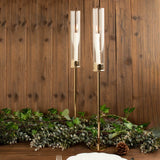 2 Pack | 24inch Gold Metal Clear Glass Hurricane Candle Stands, With Glass Chimney Candle Shades