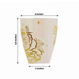 Gold rose design decorative vase, 4.5x4x2 inches.