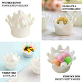 White Fillable Mini Crown Party Favor Gift Boxes, Candy Treat Containers with Iridescent Dome Lids