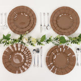 10 Pack 6inch Heavy Duty Disposable Salad Plates with Gold Ruffled Rim, Coffee Brown Disposable