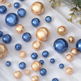 200Pcs Assorted Navy Blue and Gold Lustrous Faux Pearl Beads Vase Fillers