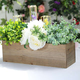 18"x6" Natural Rectangular Wood Planter Box Set with Plastic Liners