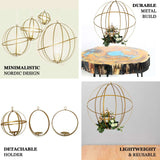 12inch Gold Wrought Iron Open Frame Centerpiece Ball, Candle Holder Floral Display Hanging Sphere