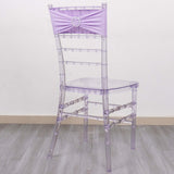 5 Pack | Lavender Lilac Spandex Stretch Chair Sashes with Silver Diamond Ring Slide Buckle