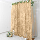 8ftx8ft Champagne Hanging Leaf Petal Taffeta Backdrop Curtain Panel With Rod Pocket