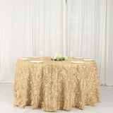 132inch Champagne Leaf Petal Taffeta Round Tablecloth