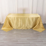 90x132inch Champagne Satin Stripe Seamless Rectangular Tablecloth