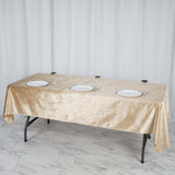 60"x102" Champagne Premium Velvet Rectangle Tablecloth, Reusable Linen