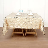 72" x 72" Champagne Premium Big Payette Sequin Overlay