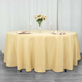 108" Champagne Premium Polyester Round Tablecloth - 220GSM