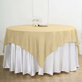 70"x70" Champagne Square Polyester Table Overlay