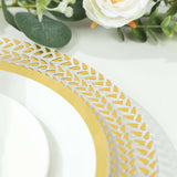 6 Pack Clear Acrylic Charger Plates With Wheat Pattern Gold Rim