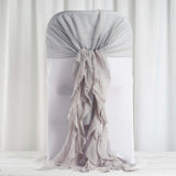 1 Set Silver Chiffon Hoods With Ruffles Willow Chiffon Chair Sashes