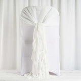 1 Set Ivory Chiffon Hoods With Ruffles Willow Chiffon Chair Sashes