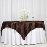 72" x 72" Chocolate Satin Square Tablecloth Overlay