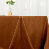 72"x120" Cinnamon Brown Polyester Rectangle Tablecloth, Reusable Linen Tablecloth