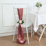 5 Pack | Cinnamon Rose Satin Chair Sashes - 6inch x 106inch