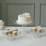 Set of 3 | Clear Plastic Round Pedestal Cake Stands, Stackable Cupcake Dessert Display Holders