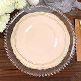 10 Pack | 10inch Nude / Gold Scalloped Rim Disposable Dinner Plates