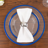 10 Pack Clear Regal Disposable Salad Plates With Blue Rim, 7inch Round Plastic Appetizer Dessert