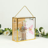 25 Pack Gold Trimmed Clear PVC Gift Boxes with Rope Handles and Thank You Print, Square Transparent 