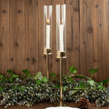 2 Pack | 20inch Gold Metal Clear Glass Hurricane Candle Stands With Glass Chimney Candle Shades