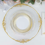 10 Pack | 7inch White / Gold Swirl Rim Disposable Salad Plates