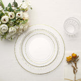 10 Pack | 7.5inch Clear Hammered Design Plastic Salad Plates With Gold Rim