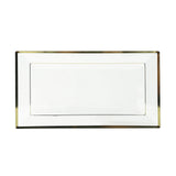 10 Pack Clear Rectangular Plastic Serving Trays with Gold Rim#whtbkgd