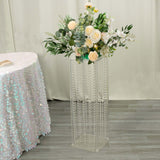 40inch Heavy Duty Acrylic Flower Pedestal Stand with Hanging Crystal Beads