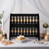 25" Glossy Black 18 Champagne Glass Display Stand, 2-Tier Table Top Cocktail Rack