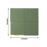 50 Pack | 2 Ply Soft Olive Green With Gold Foil Edge Dinner Paper Napkins