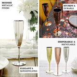 6 Pack | Silver 5oz Plastic Champagne Flutes, Disposable Glasses For Champagne