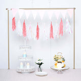 12 Pack | Pre-Tied Coral Tissue Paper Tassel Garland With String, Hanging Fringe Party Streamer Backdrop Decor